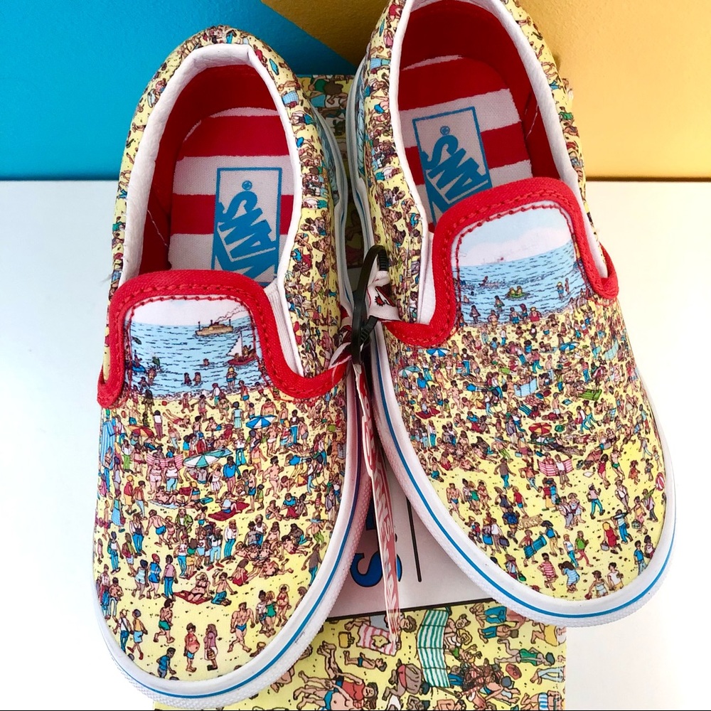 📌SOLD📌Vans X Where’s Waldo | Slip-Ons Limited Edition Sold Out Style Kids - Picture 1 of 13
